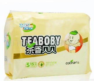 供应茶香贝贝纸尿裤全柔环抱360&ordm；茶叶纸尿裤15片