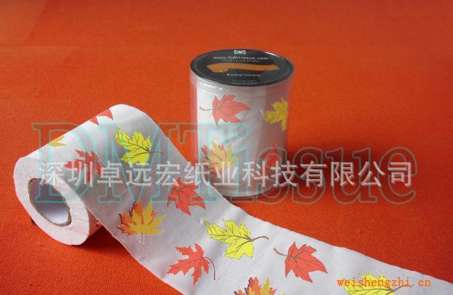 枫叶印刷卫生卷筒纸/印花卷筒卫生纸