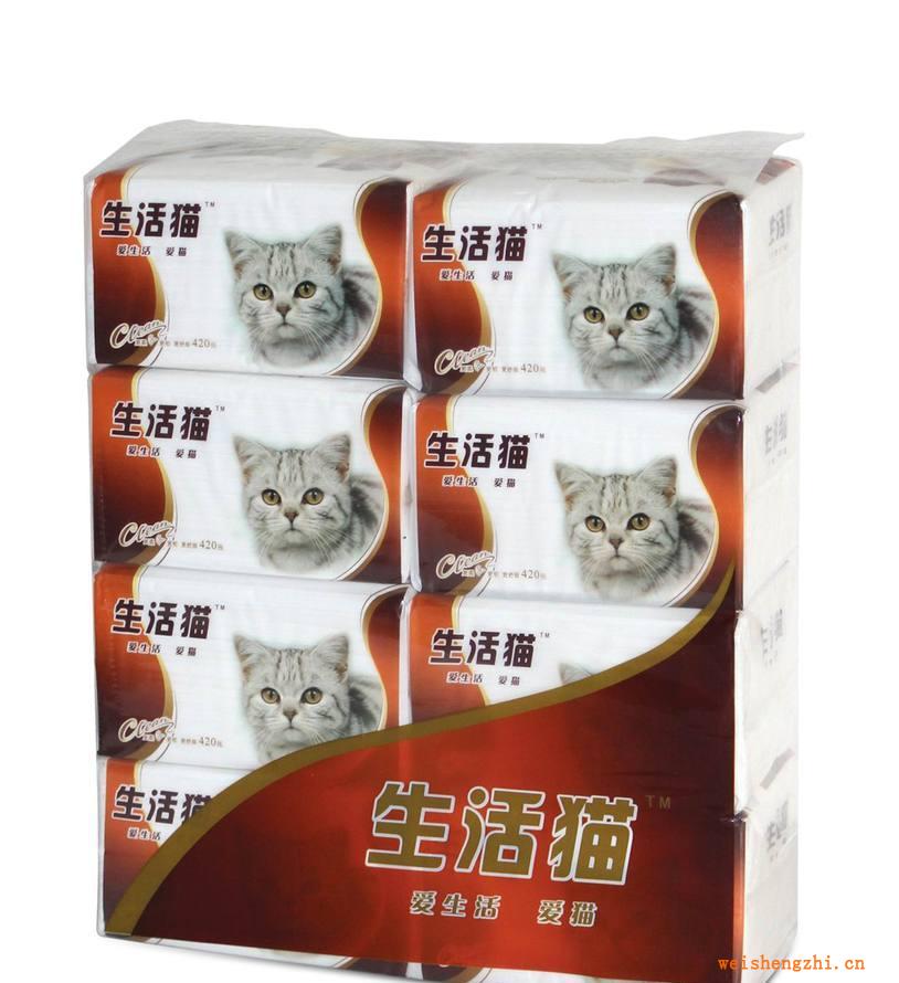 【卫生生活用纸软抽纸】420张生活猫爱家软抽纸