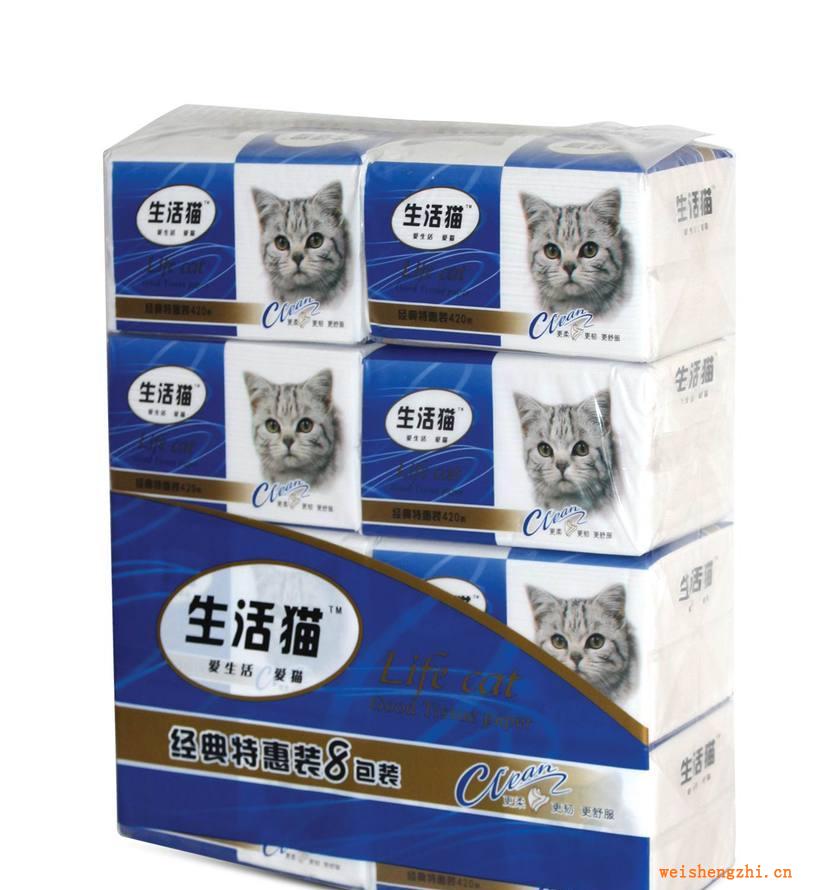 【卫生生活用纸软抽纸】420张生活猫经典特惠装软抽纸
