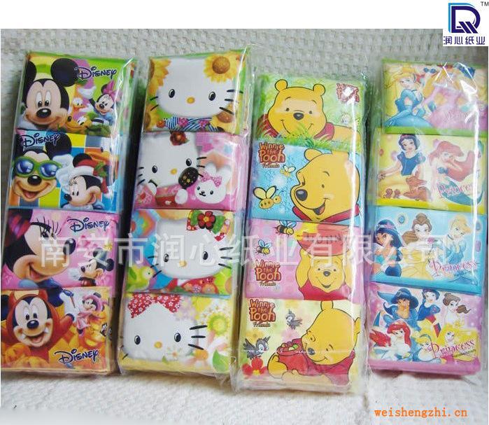 卡通圖案紙巾，荷包紙巾，廣告紙巾，出口韓國紙巾，生活必需品