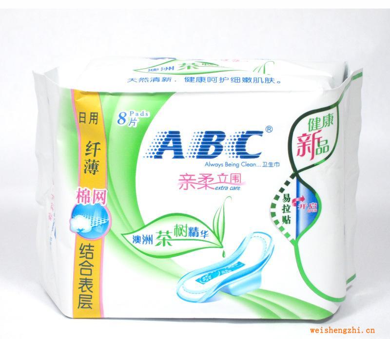 ABC亲柔立围日用纤薄棉网结合卫生巾8片N81
