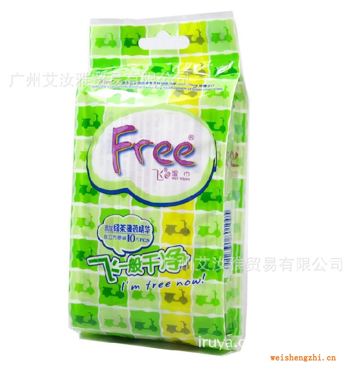 批发FREE飞绿茶薄荷卫生湿纸巾（独立包装）肌肤清洁Y02